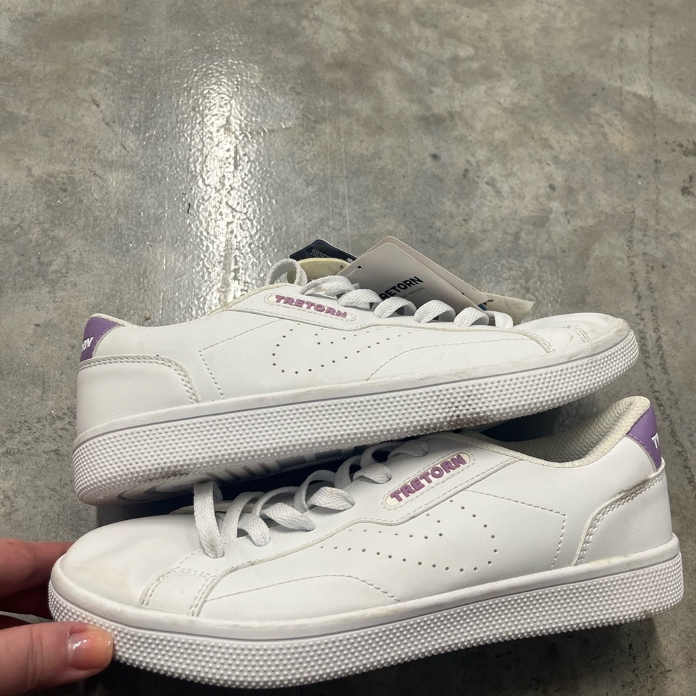 Tretorn White Sneakers with Lavender Heel